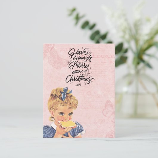  kerstfeestdag om brood te eten feestdagenkaart (Staand voorkant)