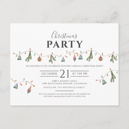 Kerstfeestdag Ondernemingsfeest Modern Rustin Uitnodiging Briefkaart (Voorkant)