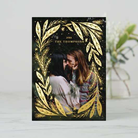 kerstfeestdag — ontwerp van groot lijst folie feestdagenkaart (Staand Voorkant)