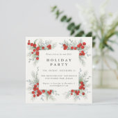 Kerstfeestdag op Elegant Square Red Berries Kaart (Staand voorkant)