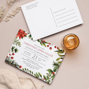 Kerstfeestdag Open House Greenery Uitnodiging Briefkaart