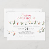 Kerstfeestdag Open House Party Rustic Uitnodiging Briefkaart (Voorkant / Achterkant)