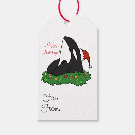 Kerstfeestdag Orca Gift Labels Cadeaulabel (Voorkant)
