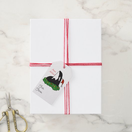 Kerstfeestdag Orca Gift Labels Cadeaulabel (Met Touw)