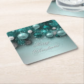 Kerstfeestdag - Ornamenten Blauwgroen Kartonnen Onderzetters (Schuin)