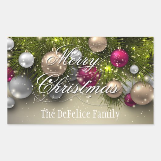 Kerstfeestdag Ornamenten met meerdere kleuren Rechthoekige Sticker (Voorkant)