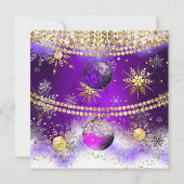Kerstfeestdag paarse gouden bolsjewieg kaart (Achterkant)