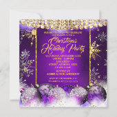 Kerstfeestdag paarse gouden bolsjewieg kaart (Voorkant)