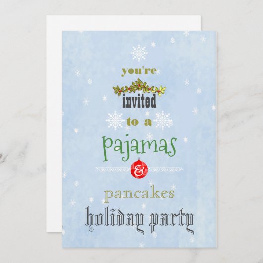 Kerstfeestdag Pajamas en Pancakes Family Party Kaart (Voorkant / Achterkant)