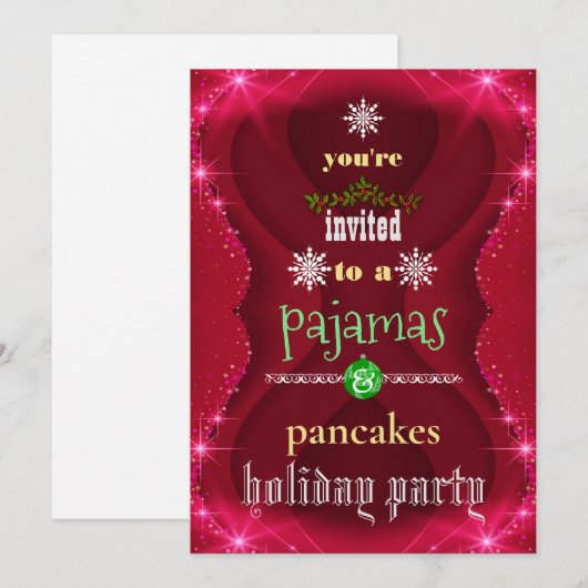Kerstfeestdag Pajamas en Pancakes Family Party Kaart (Voorkant / Achterkant)