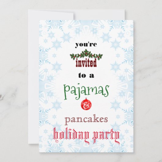Kerstfeestdag Pajamas en Pancakes Family Party Kaart (Voorkant)