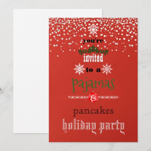 Kerstfeestdag Pajamas en Pancakes Family Party Kaart (Voorkant / Achterkant)