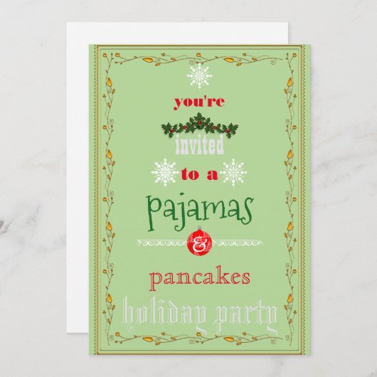 Kerstfeestdag Pajamas en Pancakes Family Party Kaart (Voorkant / Achterkant)