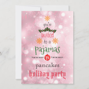 Kerstfeestdag Pajamas en Pancakes Family Party Kaart