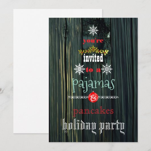 Kerstfeestdag Pajamas en Pancakes Family Party Kaart (Voorkant / Achterkant)