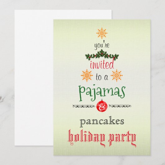 Kerstfeestdag Pajamas en Pancakes Family Party Kaart (Voorkant / Achterkant)
