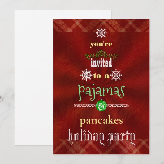Kerstfeestdag Pajamas en Pancakes Family Party Kaart (Voorkant / Achterkant)