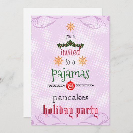 Kerstfeestdag Pajamas en Pancakes Family Party Kaart (Voorkant / Achterkant)