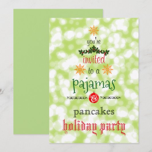 Kerstfeestdag Pajamas en Pancakes Family Party Kaart (Voorkant / Achterkant)