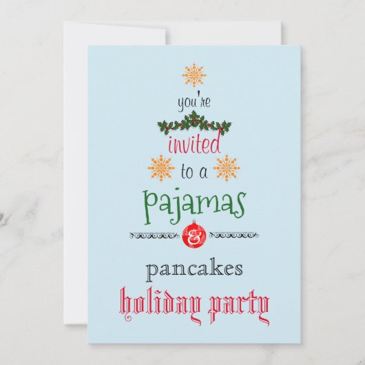 Kerstfeestdag Pajamas en Pancakes Family Party Kaart (Voorkant)
