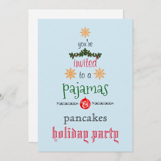 Kerstfeestdag Pajamas en Pancakes Family Party Kaart (Voorkant / Achterkant)