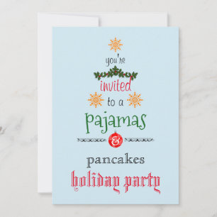 Kerstfeestdag Pajamas en Pancakes Family Party Kaart