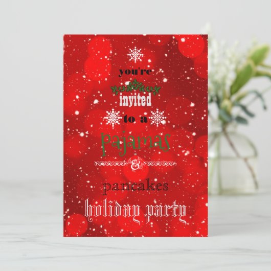 Kerstfeestdag Pajamas en Pancakes Family Party Kaart (Staand voorkant)