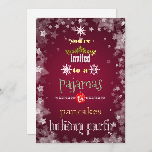 Kerstfeestdag Pajamas en Pancakes Family Party Kaart (Voorkant / Achterkant)