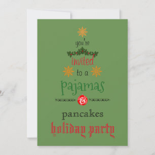 Kerstfeestdag Pajamas en Pancakes Family Party Kaart