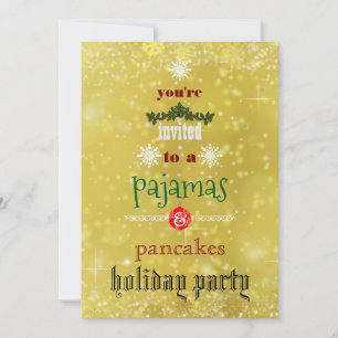 Kerstfeestdag Pajamas en Pancakes Family Party Kaart