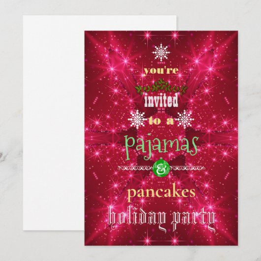 Kerstfeestdag Pajamas en Pancakes Family Party Kaart (Voorkant / Achterkant)