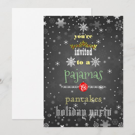 Kerstfeestdag Pajamas en Pancakes Family Party Kaart (Voorkant / Achterkant)