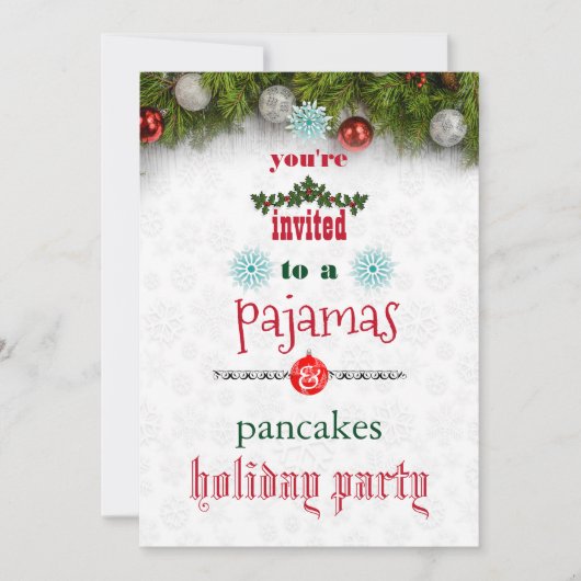 Kerstfeestdag Pajamas en Pancakes Family Party Kaart (Voorkant)
