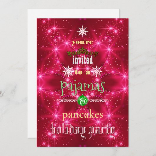 Kerstfeestdag Pajamas en Pancakes Family Party Kaart (Voorkant / Achterkant)