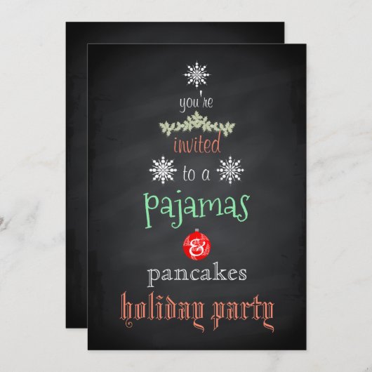 Kerstfeestdag Pajamas en Pancakes Family Party Kaart (Voorkant / Achterkant)