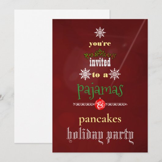 Kerstfeestdag Pajamas en Pancakes Family Party Kaart (Voorkant / Achterkant)
