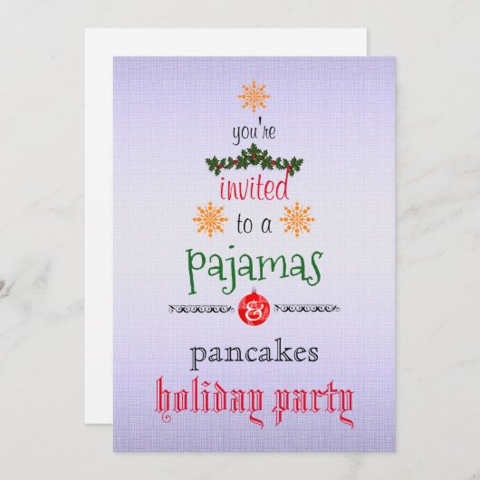 Kerstfeestdag Pajamas en Pancakes Family Party Kaart (Voorkant / Achterkant)