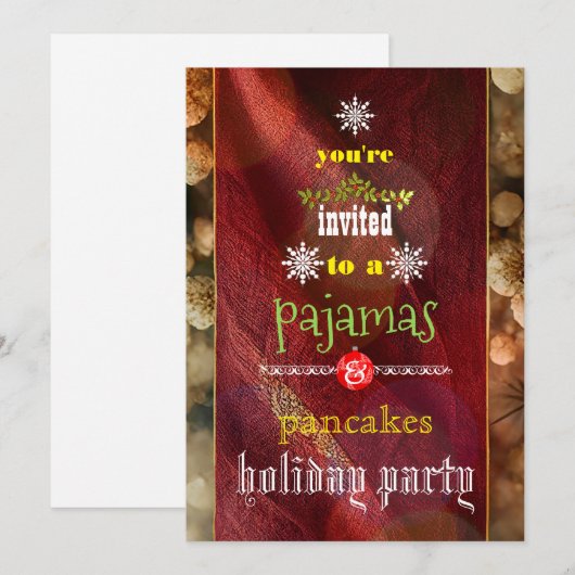 Kerstfeestdag Pajamas en Pancakes Family Party Kaart (Voorkant / Achterkant)