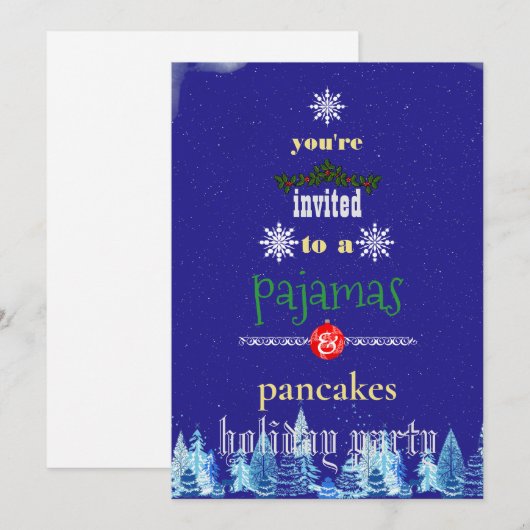 Kerstfeestdag Pajamas en Pancakes Family Party Kaart (Voorkant / Achterkant)