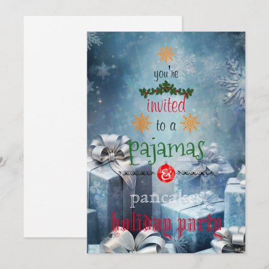 Kerstfeestdag Pajamas en Pancakes Family Party Kaart (Voorkant / Achterkant)