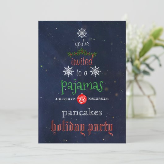 Kerstfeestdag Pajamas en Pancakes Family Party Kaart (Staand voorkant)