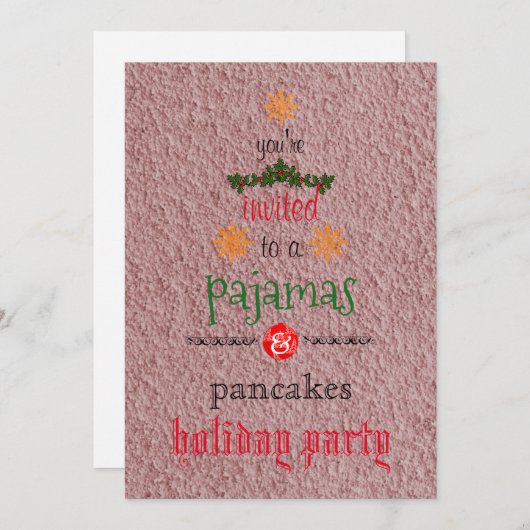 Kerstfeestdag Pajamas en Pancakes Family Party Kaart (Voorkant / Achterkant)