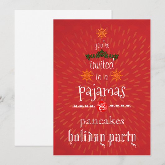 Kerstfeestdag Pajamas en Pancakes Family Party Kaart (Voorkant / Achterkant)