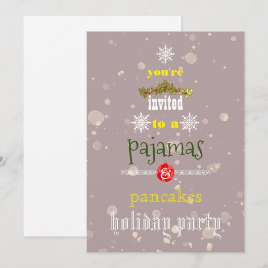 Kerstfeestdag Pajamas en Pancakes Family Party Kaart (Voorkant / Achterkant)