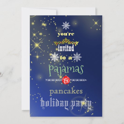 Kerstfeestdag Pajamas en Pancakes Family Party Kaart (Voorkant)