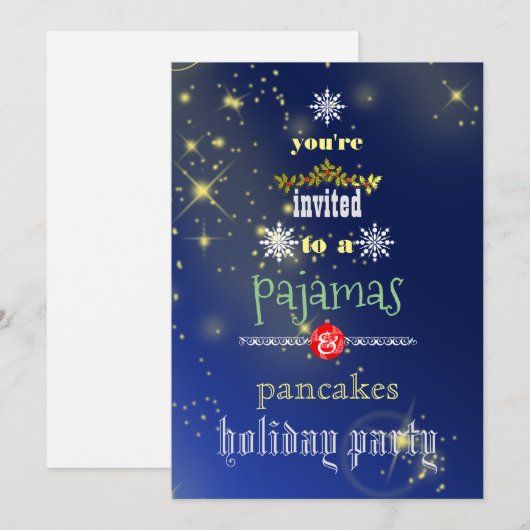 Kerstfeestdag Pajamas en Pancakes Family Party Kaart (Voorkant / Achterkant)