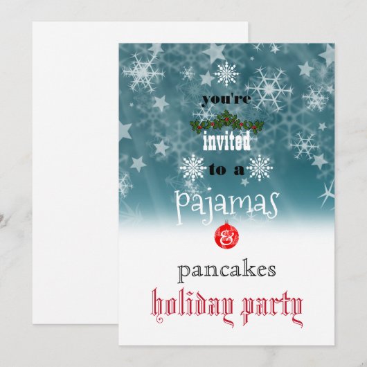 Kerstfeestdag Pajamas en Pancakes Family Party Kaart (Voorkant / Achterkant)