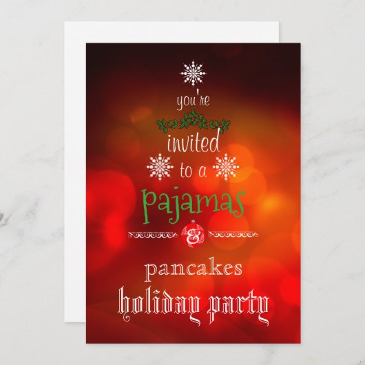 Kerstfeestdag Pajamas en Pancakes Family Party Kaart (Voorkant / Achterkant)