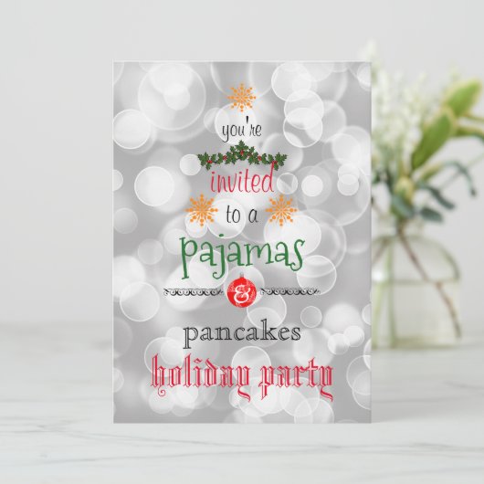 Kerstfeestdag Pajamas en Pancakes Family Party Kaart (Staand voorkant)