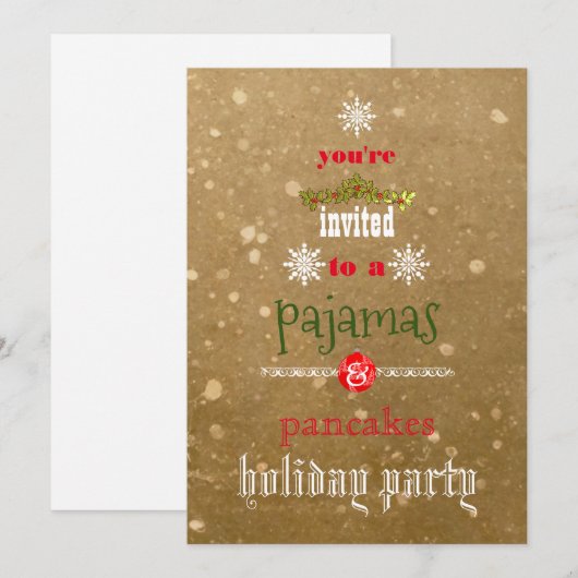 Kerstfeestdag Pajamas en Pancakes Family Party Kaart (Voorkant / Achterkant)